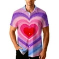 thumbnail image 2 of DIOAZUD Men's Short Sleeve Button Down Shirts Soft Big and Tall Tee Shirt Love Heart Graphic Tees Summer Casual Tshirts, 2 of 9