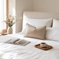 thumbnail image 4 of Yardvibe Long Lumbar Throw Pillow, Soft Linen Decorative Pillow, Vintage Farmhouse Textured Accent Cushion for Sofa couch Bedroom living Room (Khaki), 4 of 7
