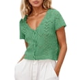 thumbnail image 2 of Lixiuxyad Womens Open Front Cardigan Breathable Lace Knit Summer Beach Cover Up For Lightweight Short Sleeve Open Front Cardigan,Green, 2 of 6