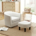 thumbnail image 2 of Giantex Swivel Accent Chair w/Ottoman, Modern Barrel Club Chair, Swivel Single Sofa w/Footrest, White, 2 of 9