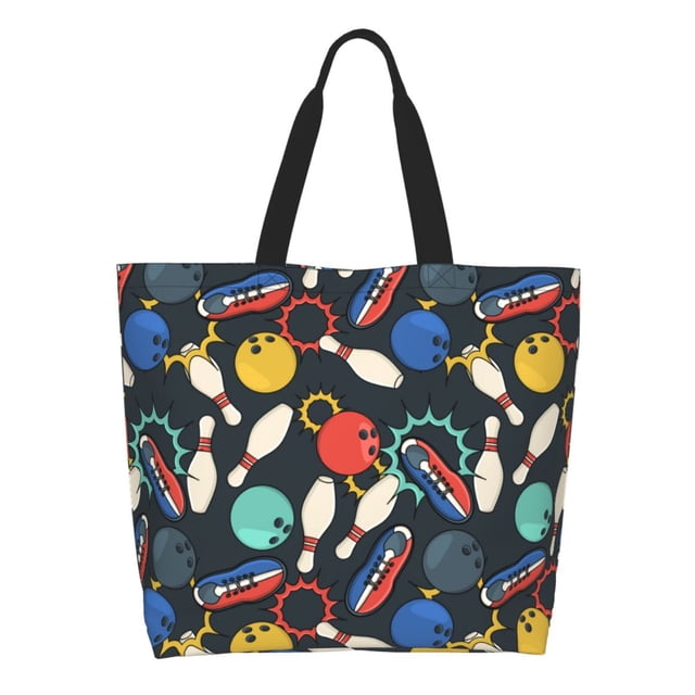 Easygdp Bowling Ball Bolsas Tote para Mujer, Bolsos de Hombro para Viaje, Bolsos de Mano de Gran Capacidad para Compras y Trabajo