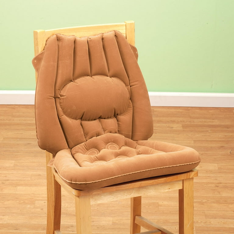 Inflatable Comfort Chair Cushion with Lumbar Support, Velour
