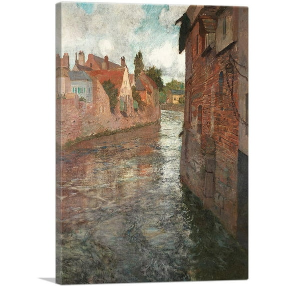 ARTCANVAS Old Houses At Somme In Abbeville 1894 Canvas Art Print by Frits Thaulow - Size: 40" x 26" (0.75" Deep)