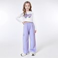 thumbnail image 2 of CPNG Girls 2 Piece Fashion Outfit Sets Crewneck Long Sleeve Crop Top and Cargo Pants Set Kids Casual Streetwear Loungewear Set, 2 of 8