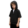 thumbnail image 3 of Waffle Hoodie Boys Quarter Zip Pullover Short Sleeved Green Kids Hoodies Size 9-10 Years Clothes, 3 of 5