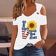 thumbnail image 2 of Tops de Hombro Frío para las Mujeres Día de la Independencia Impreso Fuera Del Hombro Blusa con Cuello en V, Fuera Del Hombro de las Mujeres, 2 of 4