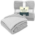 thumbnail image 2 of PAVILIA Reversible Sherpa Fleece Throw Blanket Twin Black and White, Soft Fuzzy Plush Flannel Throw, Warm Ribbed Microfiber Blanket for Sofa Couch Bed, Thick Striped Blanket, Black White, 60x80, 2 of 7