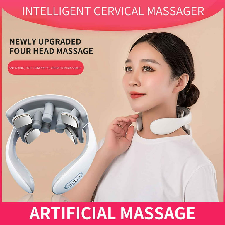Thsue New Upgrade Cervical Spine Massager with 4 Massage Heads, Smart Neck  Massager PulseHeating Physiotherapy Device Heating Neck Care Device, Neck  Relaxer Spine Cervical Massager 