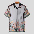 thumbnail image 3 of INCERUN Tops 2024 estilo americano para hombre, camisas de malla con perspectiva sexy y flores, ropa de club a la moda, blusa fina de manga corta para hombre S-3XL, 3 of 5