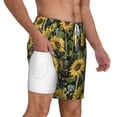 thumbnail image 3 of Goofa Sunflowers Printed Men's Swim Trunks Board Shorts Quick Dry Mens Swimming Trunks with Compression Liner,Breathable Fit Hawaii Beach Shorts-Small, 3 of 9