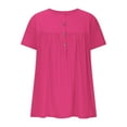 thumbnail image 5 of Olyvenn Plus Size Summer Tops for Women 2025 V-Neck Tunic Tops Short Sleeve Blouses Casual Basics Solid Henley Shirts Hot Pink XXXL, 5 of 7