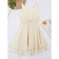 thumbnail image 3 of TiaoBug Kids Girls Chiffon Flower Dress Sleeveless Knotted Waist Wedding Birthday Ruched Party Gowns Beige 16, 3 of 7