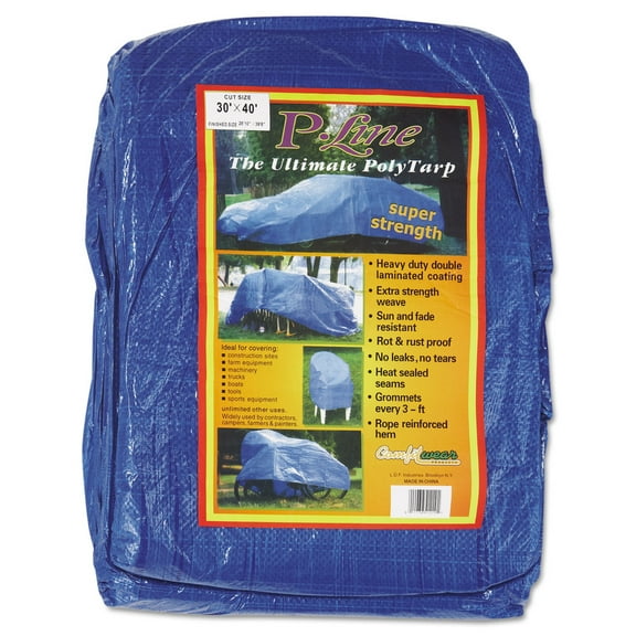 Multiple Use Tarp, 30 ft W x 40 ft L, Polyethylene, Blue