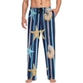 thumbnail image 4 of FREEAMG Men's Pajama Pants with Pockets Sleepwear Lounge Pants Stretch Casual Nautical Starfish Stripe Seashell, 4 of 7