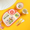 thumbnail image 2 of Juego de vajilla para niños de fibra de bambú, plato dividido para bebé, juego de cinco piezas de dibujos animados, 2 of 5