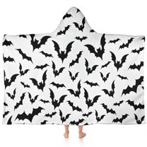 Halloween Bat Pattern Hooded Bath Towel,60"x35" for Ages 3 To 12 Kids, Quick Dry Lightweight Soft Microfiber Hood Beach Towel Cover Up for Kids