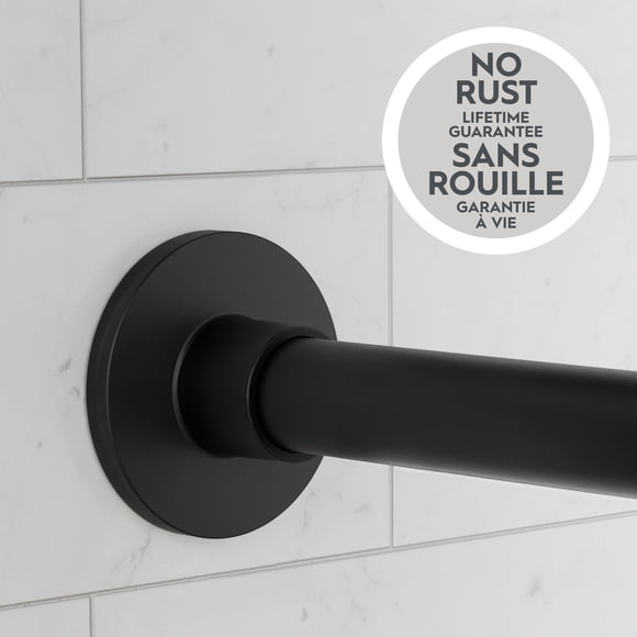Better Homes & Gardens Rustproof Modern Adjustable Tension Shower Curtain Rod, No Drill, 43" - 72", Matte Black