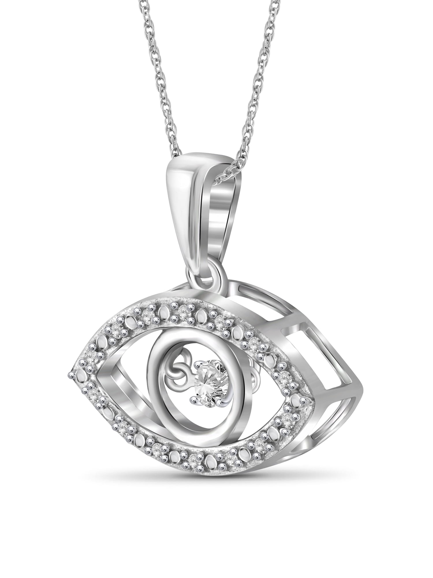 Diamonds in the Sky Diamonds in the Sky Necklace with Dancing White Diamond 1/7 Carat | 0.925 Sterling Silver | Jewelry Pendant Necklaces for Women & 18 inch Rope Chain with Spring Clasp