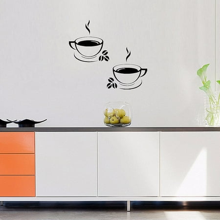 Restaurant Decor - Waterproof Coffee Cups Kitchen Wall Stickers Art Vinyl Decal Restaurant Pub Cafe Home Decor