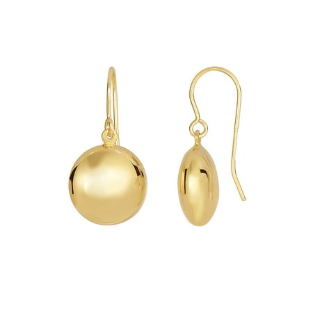 Jewelstop 14k Yellow Gold Puff Circle Earrings Euro Wire Clasp 14k Yellow Gold Puff Circle Earrings Euro Wire Clasp 10mmx20mm