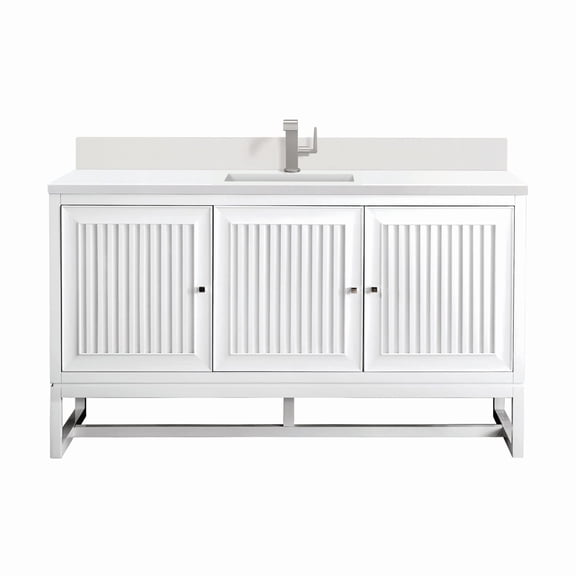 James Martin Vanities E645-V60S-GW-1WZ Athens 60" Single Basin Poplar Wood Vanity Set -