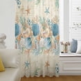 thumbnail image 5 of Beach Coastal Beige Sheer Curtains 45 Inches Long, Nautical Shell Starfish Coral Summer Light Filering Curtains, Breathable Simi Curtain Privacy Drapes for Kitchen Bathroom Small Window Treatment, 5 of 9