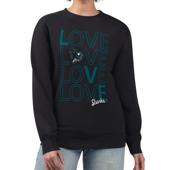 Women's G-III 4Her by Carl Banks  Black San Jose Sharks Lots Of Love Team Logo Graphic Pullover Sweatshirt