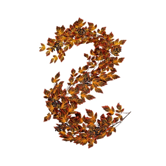 6 Ft Artificial Fall Garland Autumn Maple Leaf Vine, Fuller Fall Garland for Mantle Fireplace Table Centerpieces, Thanksgiving Halloween Farmhouse Home Decor Indoor Outdoor 1PC
