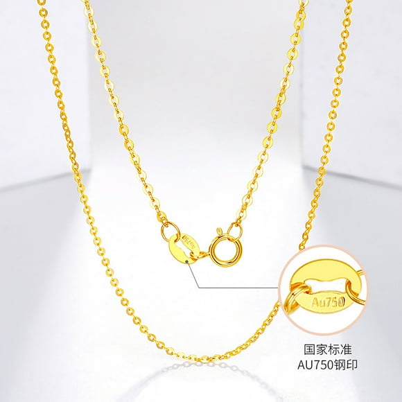 100% Authentic 18K Yellow Gold Necklace for Women Wedding Jewelry Cute Rolo Chain 20"/50cm
