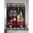 thumbnail image 5 of Merry Christmas Standard Shower Curtain Set, Waterproof Shower Curtains for Bathroom, Xmas Tree Truck Balls Gifts Brown Wood Washable Fabric Cloth Bath Curtain for Bathtub with Hooks 72x72 Inches, 5 of 6