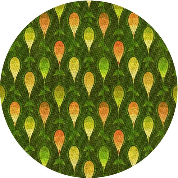 Ahgly Company Machine Washable Indoor Square Transitional Pistachio Green Area Rugs, 3' Square