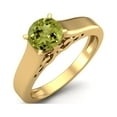 thumbnail image 2 of 0.70 Ctw Round Peridot 925 Sterling Silver Gold Vermeil Solitaire August Birthstone Women Valentines Day Gifts Ring, 2 of 3