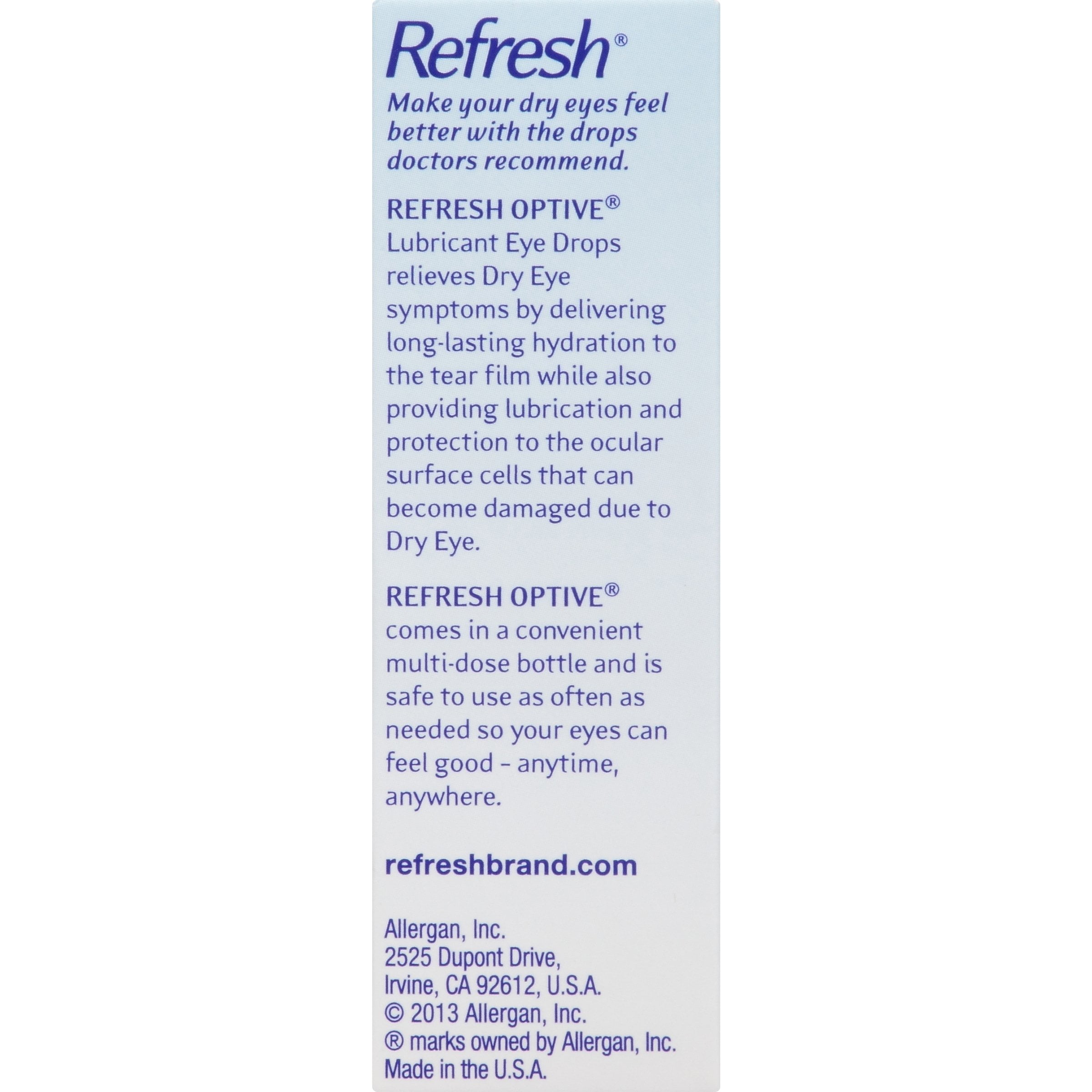 Refresh Optive Lubricant Eye Drops Non-Preserved Tears, 60 Single-Use Containers, 0.01 Oz (0.4 Ml), 3-Pack