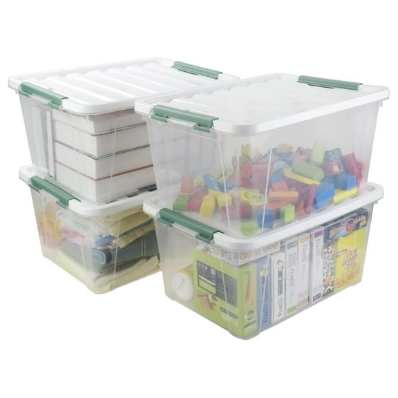36 Quart Large Plastic Storage Box, Clear Plastic Storage Totes, 4 Packs