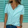 thumbnail image 2 of Mujeres Casual con cuello en V de manga corta impresa pulóver blusa camiseta Tops sueltos OAVQHLG3B Store  lin121212, 2 of 4