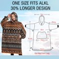 thumbnail image 4 of Oversized Wearable Blanket Hoodie,Black Geometric and Floral Pattern Sherpa Blanket Hoodie with Super Pockets,Super Warm Fuzzy Pullover for Women & Men, 4 of 6