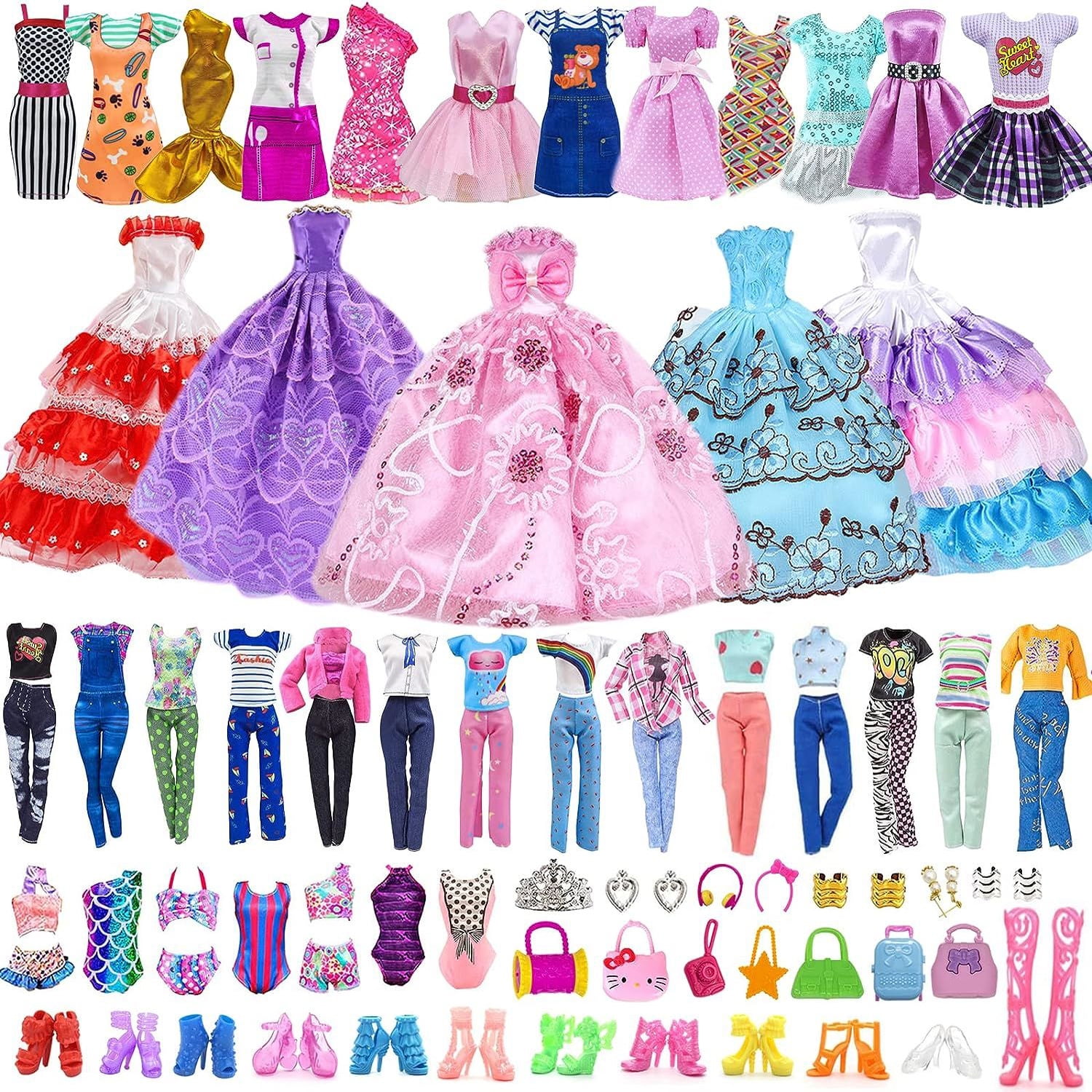 Barbie s Bulk Accessories Packages 35pcs Doll Clothes Dresses Gowns Shoes Outfit Set for Xmas Birthday Gift Walmart