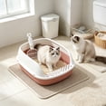 thumbnail image 5 of Semi-Enclosed Large Cat Litter Box, High Sides Odor Cat Litter Pan with Cat Scooper, Top Entry Cat Litter Box, Detachable Easy Clean, Cat Necessities 15.35×12.60×6.69 Inch (Pink), 5 of 6