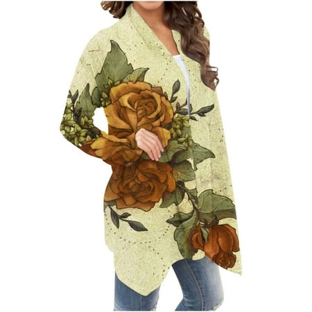 

Teissuly Women s Fashionable Long Sleeved Floral Printed Cardigan Jacket