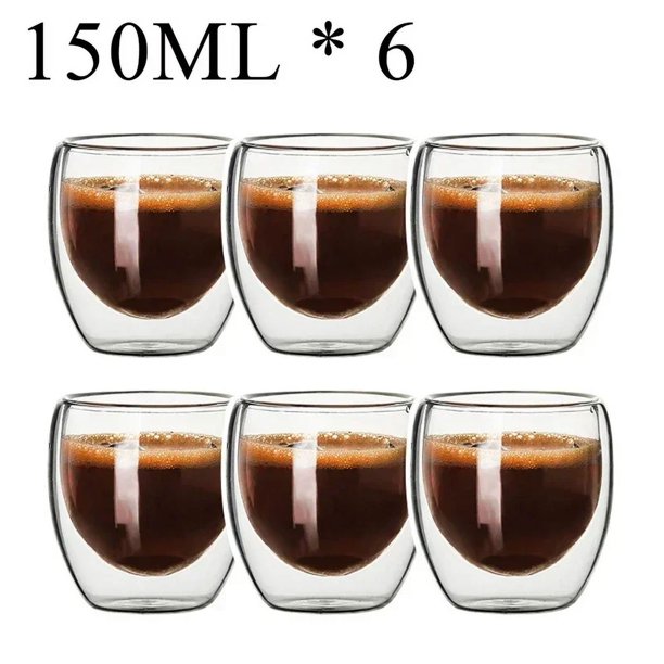 Taza de vidrio de borosilicato de doble pared, resistente al calor, té, leche, jugo, café, agua, Bar, vajilla, regalo, juego creativo, 2-18 Uds.