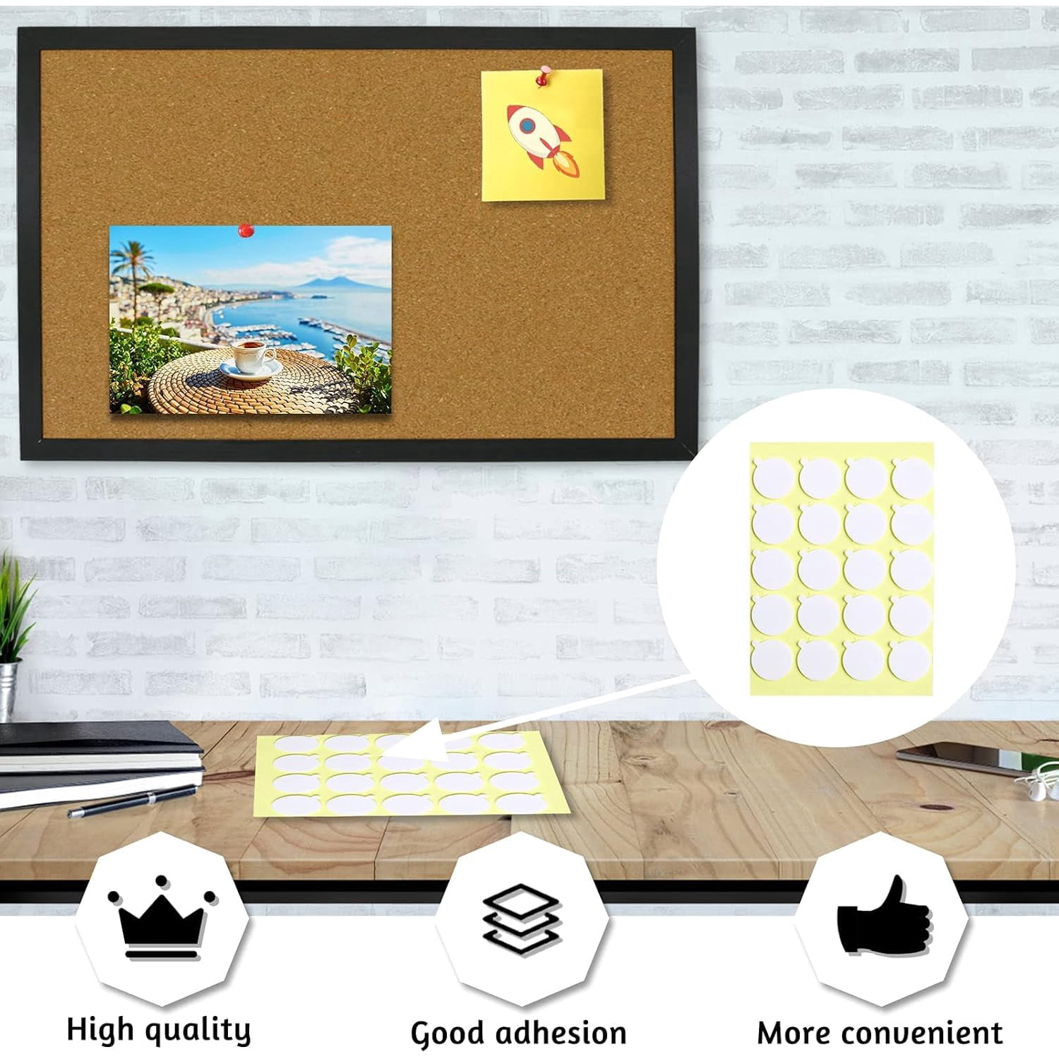 Cork Bulletin Board 17.7"X 13.3", Notice Pin, Ideal for Office & Home Decor, School Message or Vision