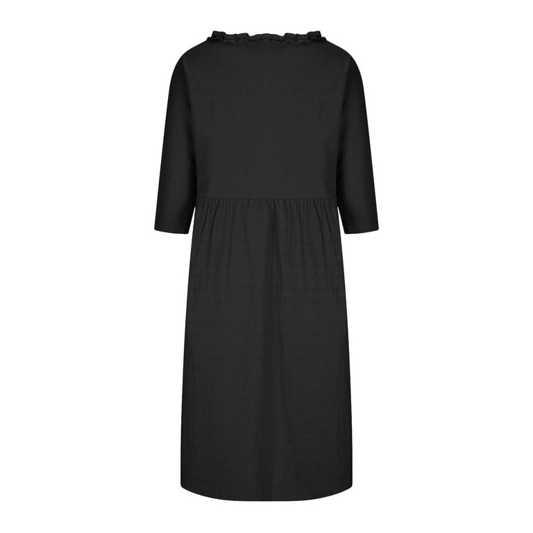 chinese dress ladies Stateside Linen Mixed Media High Neck Dress in New Navy - XL - Shop Stateside Dresses