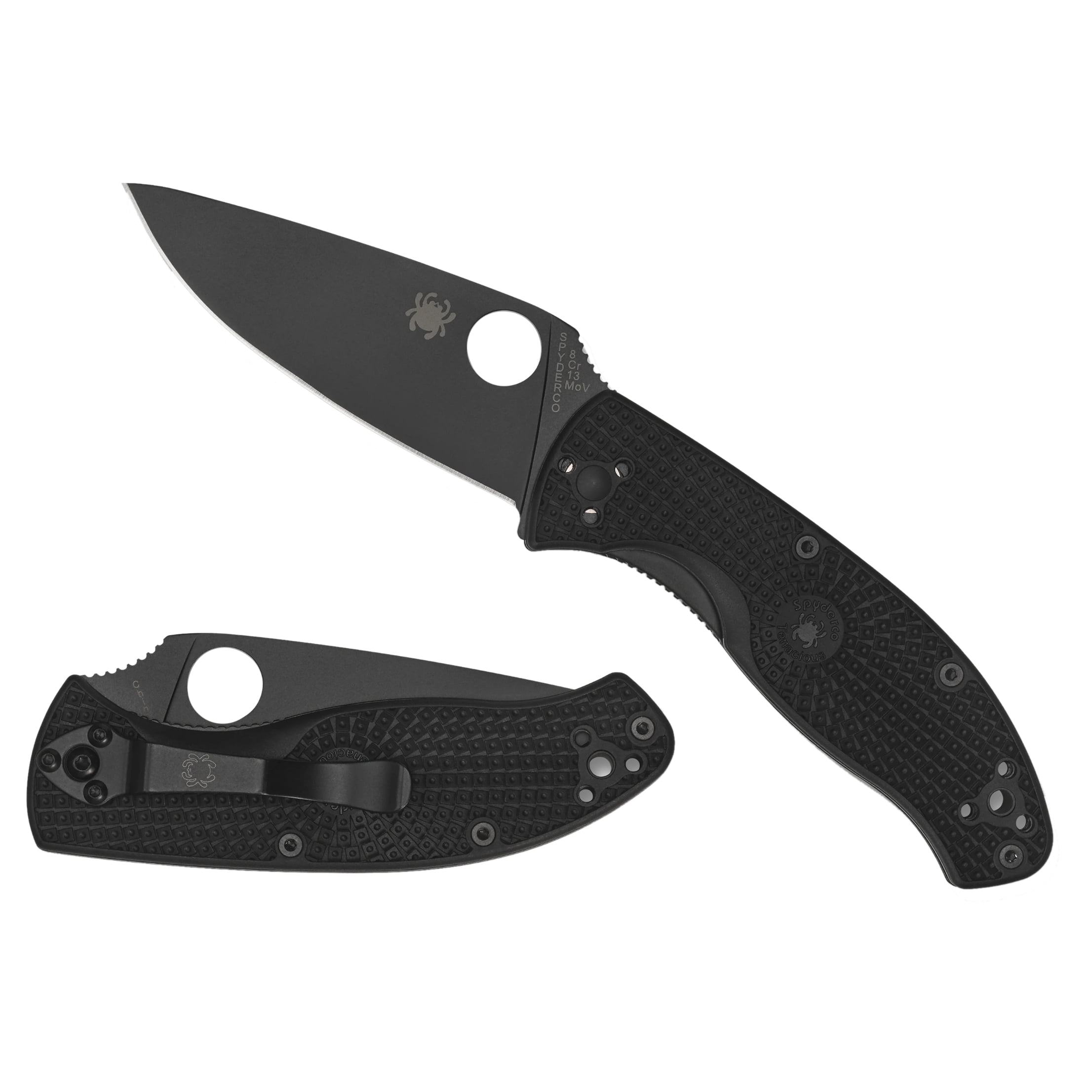 Spyderco Knives Spyderco Tenacious Lightweight Folding Knife All Black SPC122PBBK