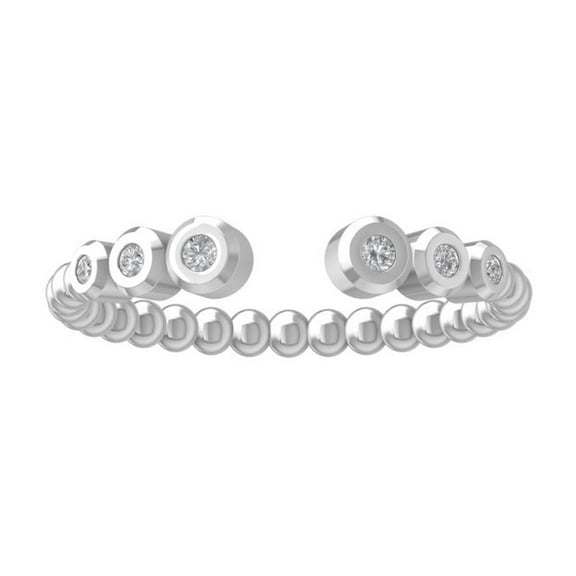 Araiya Fine Jewelry 10K White Gold Round-shape Lab Grown Diamond Fashion Band Ring ( 1/10 cttw, D-F Color, VS Clarity) Size 8