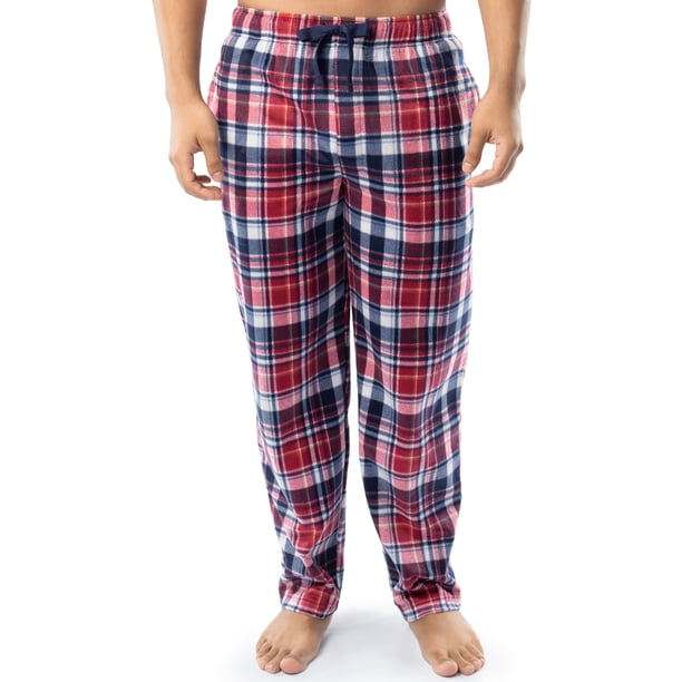 Pantalón de Pijama para Hombre IZOD en Micro Forro Polar Aterciopelado, Cuadro Rojo, Talle L