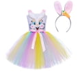 thumbnail image 3 of Rggeeun Toddler Easter Bunny Dress For Girls Tutu With Anime Rabbit Design Party Gown For Kids Celebration Birthday Casual O-Neck Sundress, 3 of 5