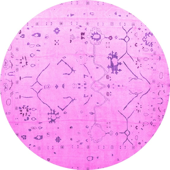 Ahgly Company Indoor Round Oriental Pink Traditional Area Rugs, 7' Round
