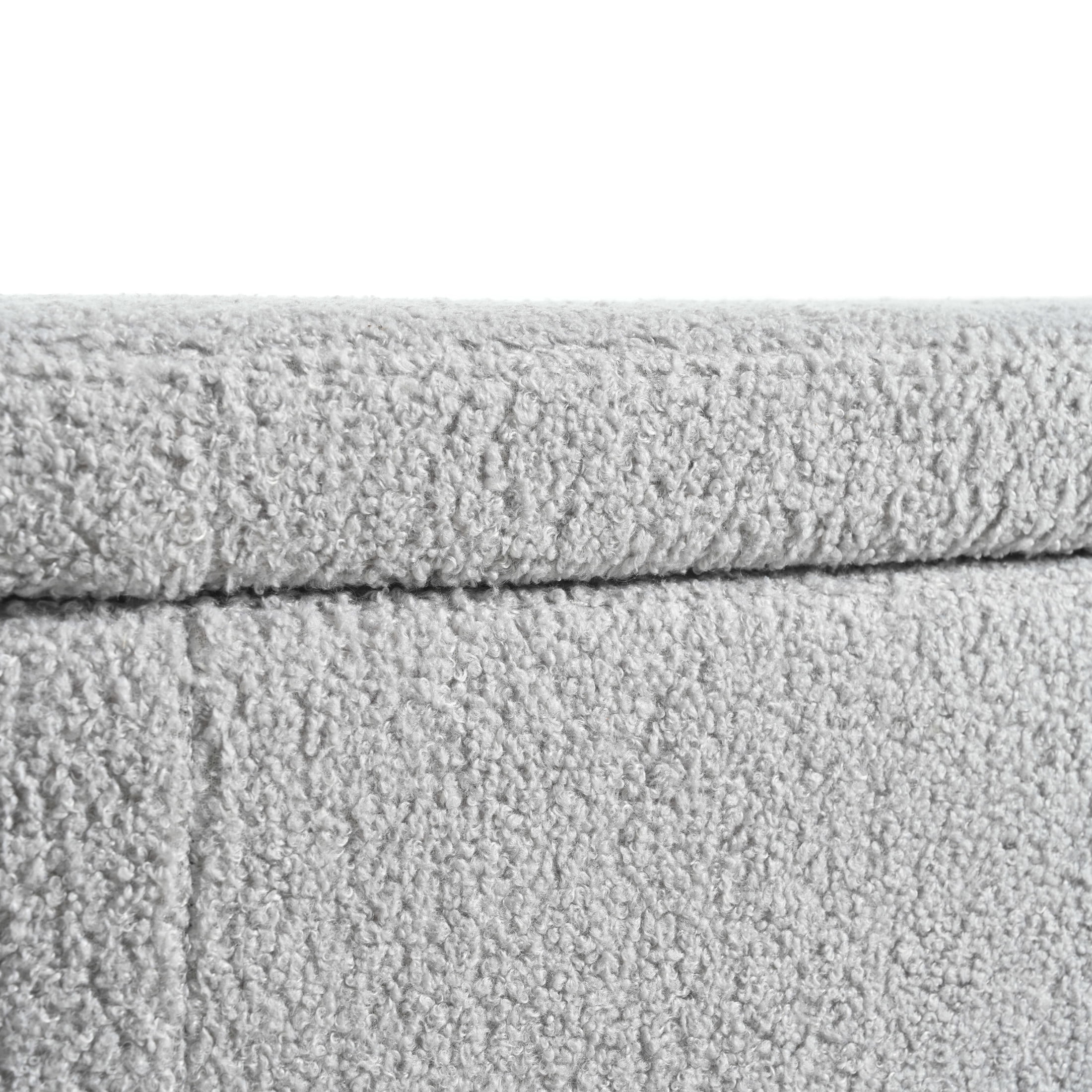 Grey Modern Fabric Storage Bench Ottoman