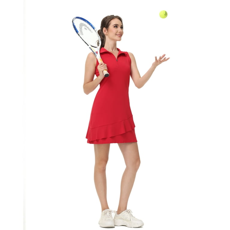 Tennis Dress for Women Golf Outfits with Shorts and Pockets Sleeveless Active Exercise Athletic Dresses for Women Red S Tennis Dress for Women Golf Outfits with Shorts and Pockets Sleeveless Active Exercise Athletic Dresses for Women Red S