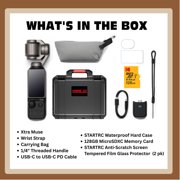 Xtra Edge Muse Gimbal Action Camera Bundle with 128GB MicroSD Card, Hard Carry Case and Screen Protector Film (2-Pack) - 4 Items